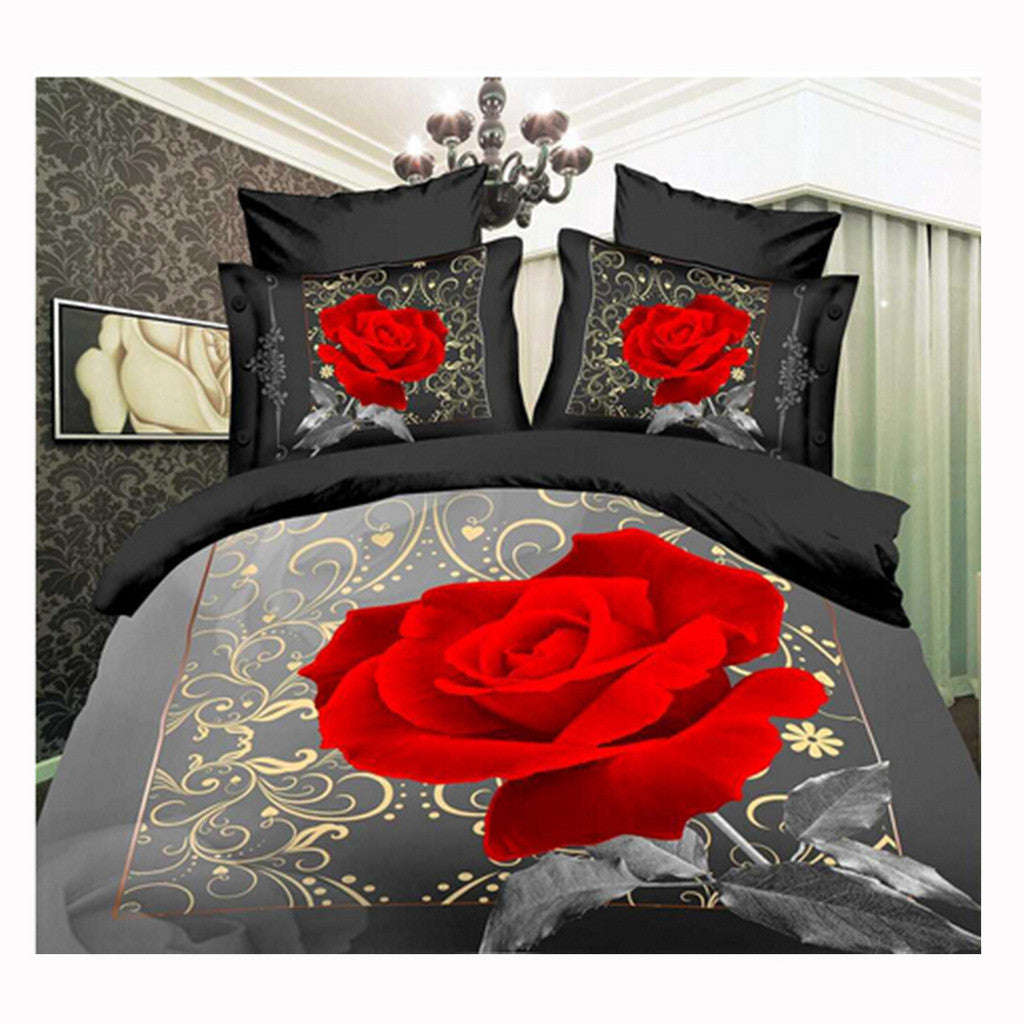 3D Queen King Size Bed Quilt/Duvet Sheet Cover Cotton reactive printing 4pcs 1.5M bed 55 - Mega Save Wholesale & Retail