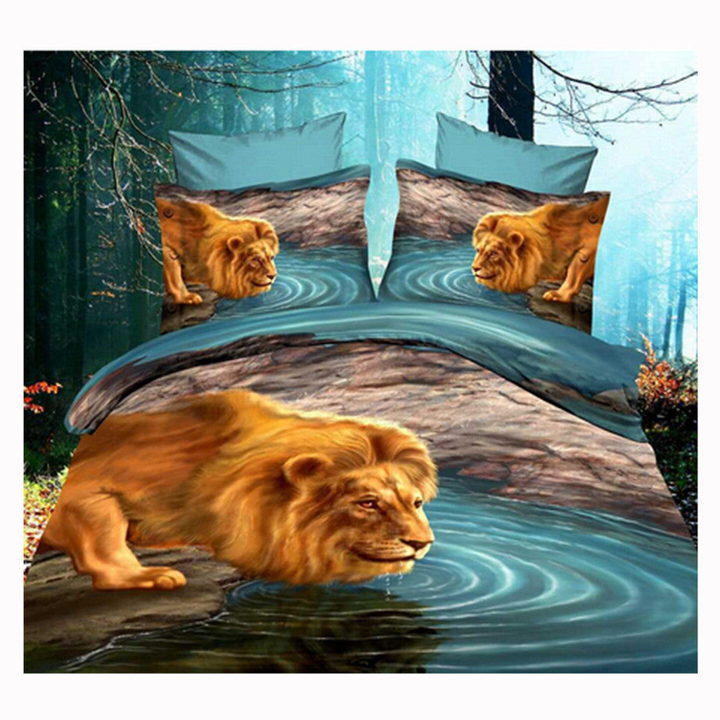 3D Queen King Size Bed Quilt/Duvet Sheet Cover Cotton reactive printing 4pcs  63 - Mega Save Wholesale & Retail