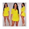 Spring Pure Color V Collar Middle Sleeve Irregular Sexy Tie-up Woman Attire Dress UZ1307  yellow - Mega Save Wholesale & Retail - 1