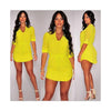 Spring Pure Color V Collar Middle Sleeve Irregular Sexy Tie-up Woman Attire Dress UZ1307  yellow   S - Mega Save Wholesale & Retail - 1