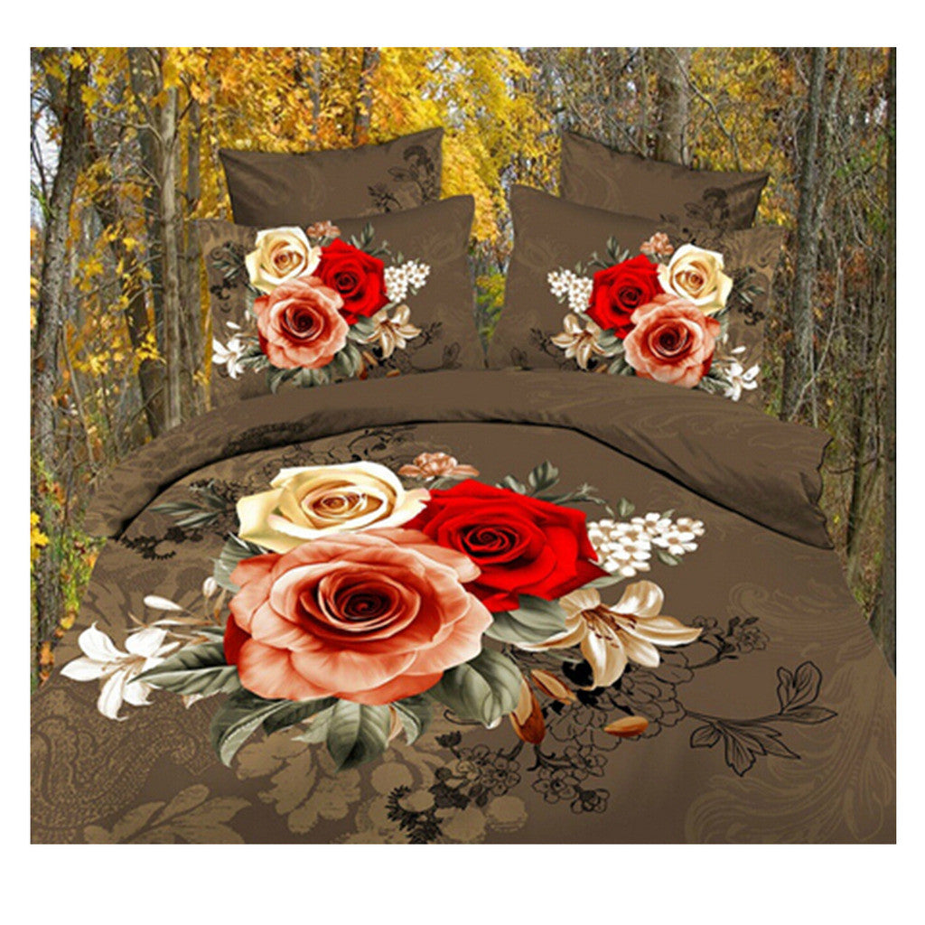 3D Queen King Size Bed Quilt/Duvet Sheet Cover Cotton reactive printing 4pcs  05 - Mega Save Wholesale & Retail