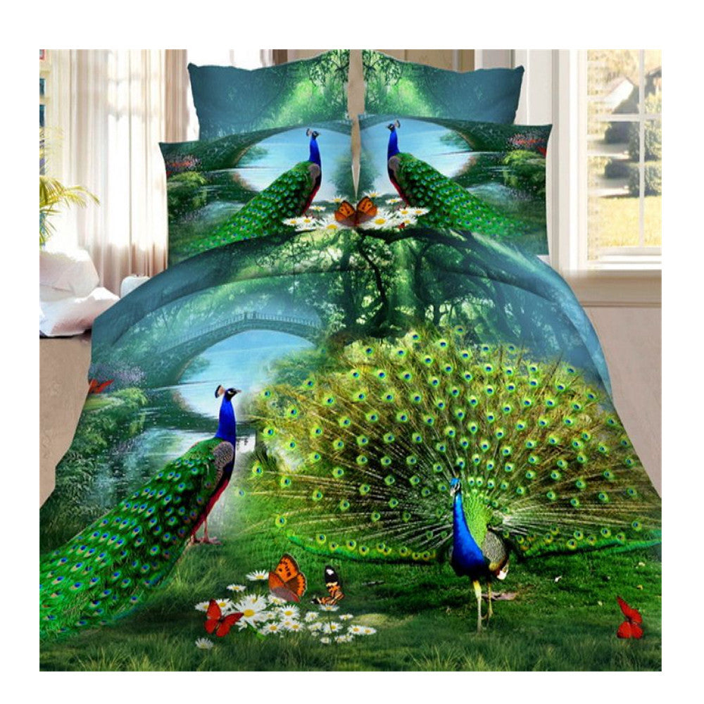 3D Active Printing Bed Quilt Duvet Sheet Cover 4PC Set Upscale Cotton  011 - Mega Save Wholesale & Retail