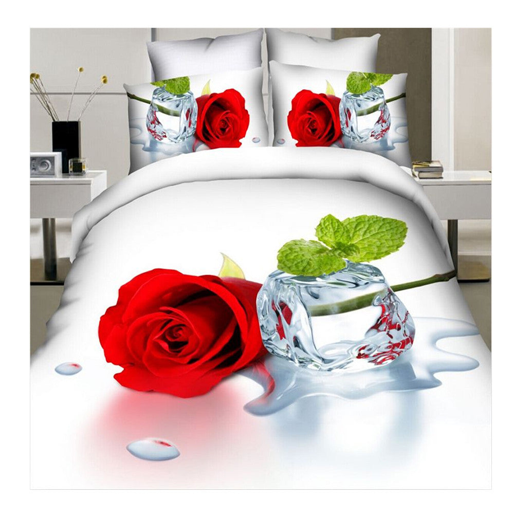 3D Active Printing Bed Quilt Duvet Sheet Cover 4PC Set Upscale Cotton  005 - Mega Save Wholesale & Retail