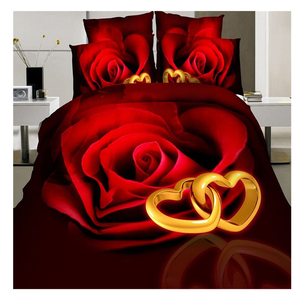 3D Active Printing Bed Quilt Duvet Sheet Cover 4PC Set Upscale Cotton  022 - Mega Save Wholesale & Retail