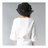 Woman Boat Neck Knitwear Loose Seventh Sleeve   white  S - Mega Save Wholesale & Retail - 3