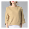 Woman Boat Neck Knitwear Loose Seventh Sleeve   beige   S - Mega Save Wholesale & Retail - 1