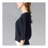 Woman Boat Neck Knitwear Loose Seventh Sleeve   navy   S - Mega Save Wholesale & Retail - 2