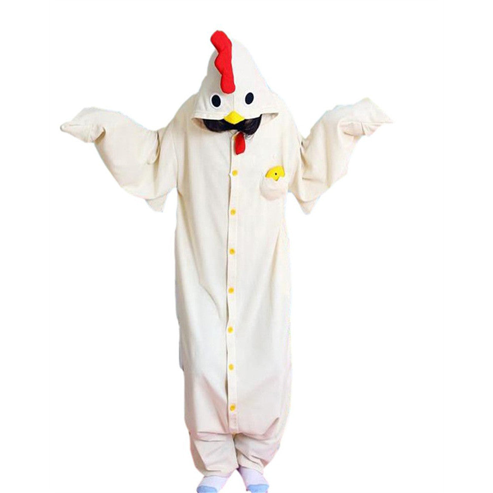 Unisex Adult Pajamas  Cosplay Costume Animal Onesie Sleepwear Suit    White chicken - Mega Save Wholesale & Retail