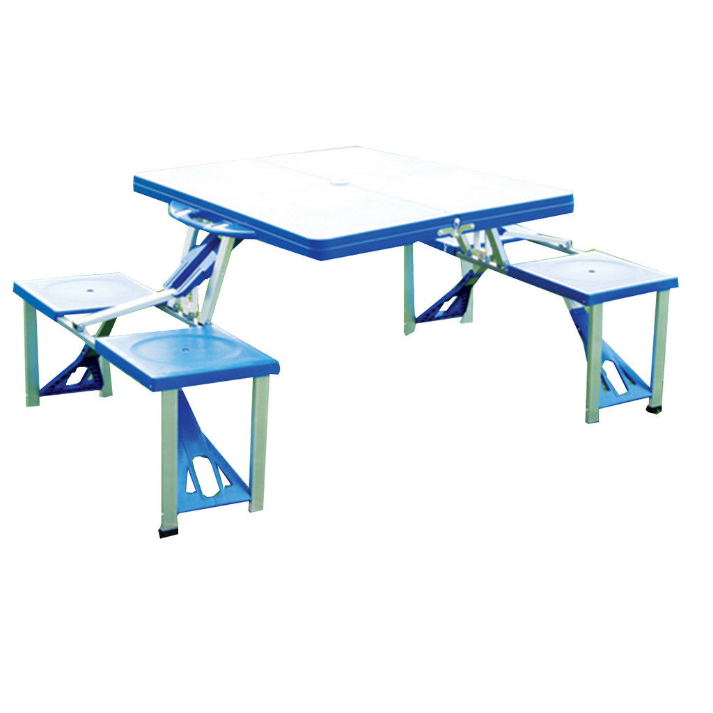 outdoor plastic siamesed folded table and chair aluminium alloy wooden folded table and chair portable picnik siamesed table - Mega Save Wholesale & Retail