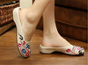 Chinese Shoes for Women in Knitted Beige Ventilated Cloth & Floral Patterns - Mega Save Wholesale & Retail - 4