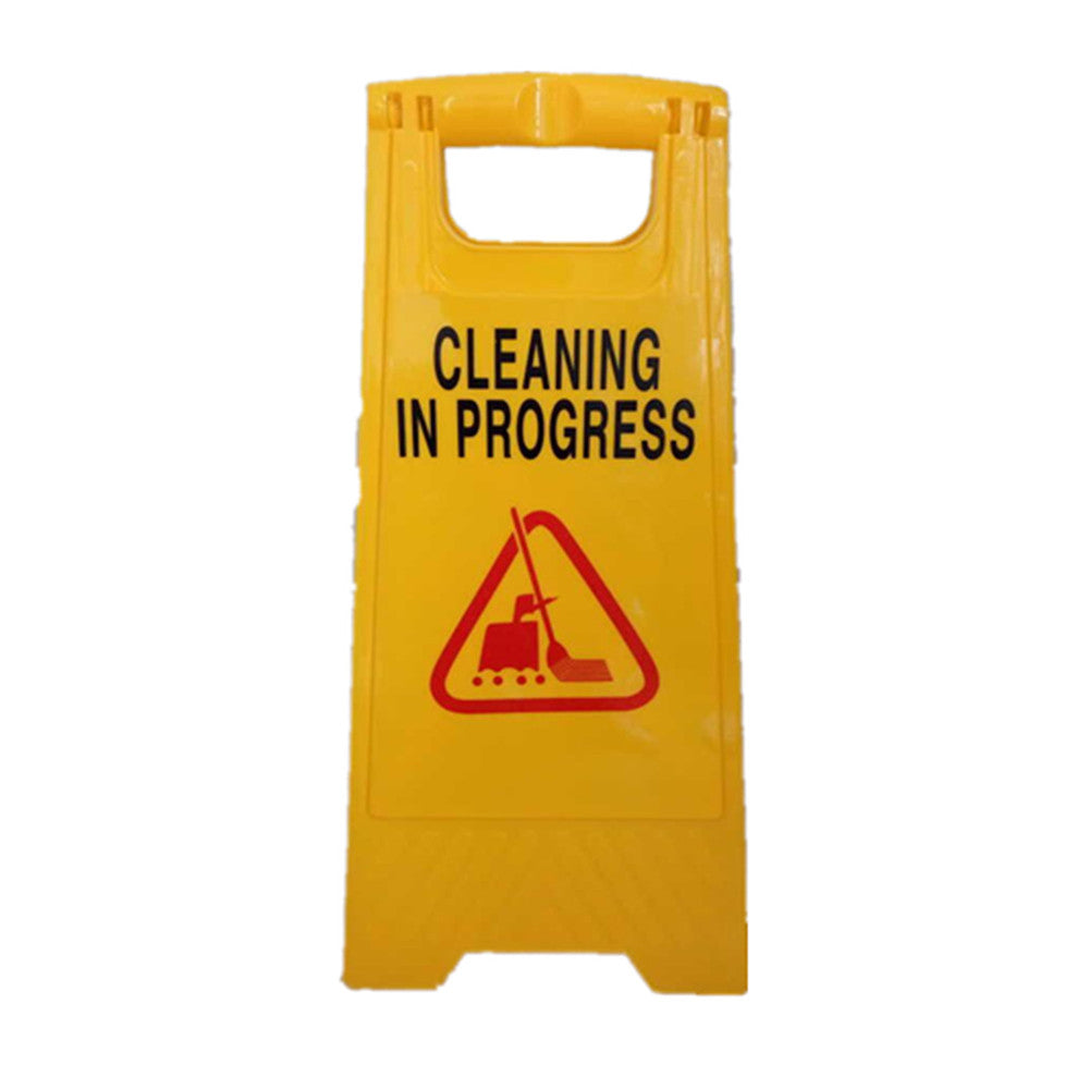 Caution Cleaning IN Progress Double Side Sign Warning Board Bright Yellow Plastic 24