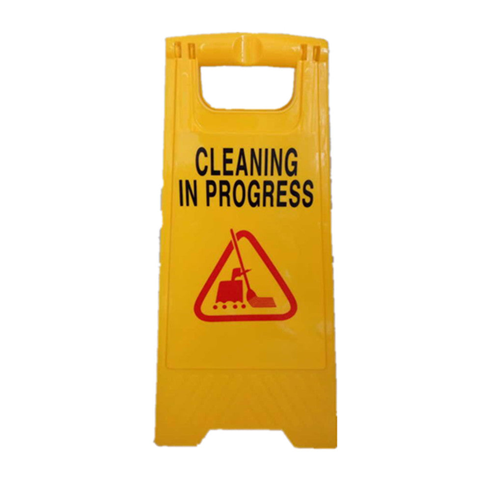 Caution Cleaning IN Progress Double Side Sign Warning Board Bright Yellow Plastic 24" - Mega Save Wholesale & Retail