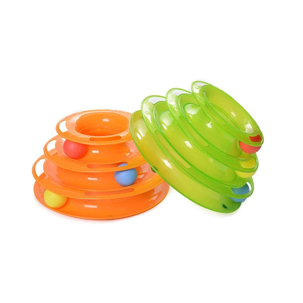 Funny Pet Kitty Cat puppy dog Toy Trilaminar Petstages Tower of Tracks Ball Disk  orange - Mega Save Wholesale & Retail