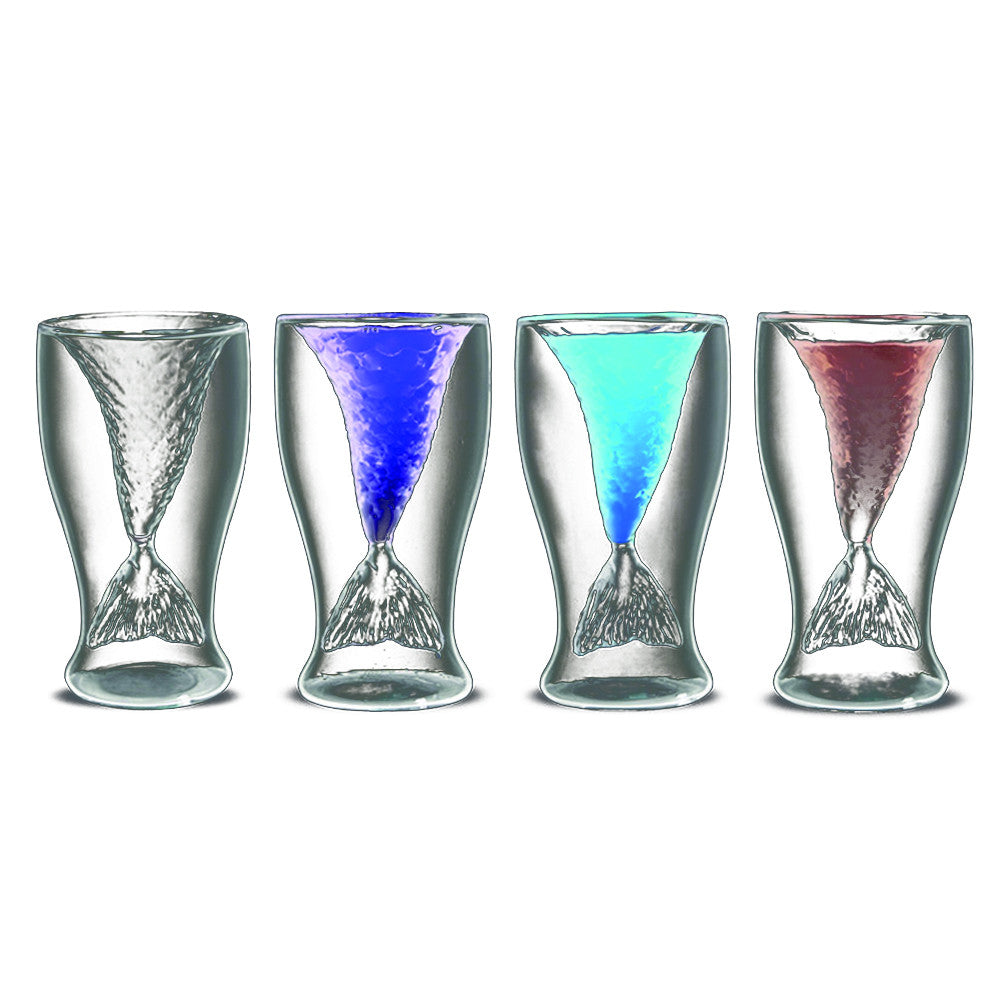 mermaid cup fashonable stylish creative cup glass water cup transparent ice cream cup mermaid two-layer glass cup - Mega Save Wholesale & Retail - 1