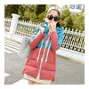 Winter Motley Middle Long Down Coat Loose Thick Warm   pink+blue   M - Mega Save Wholesale & Retail - 1