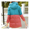 Winter Motley Middle Long Down Coat Loose Thick Warm   pink+blue   M - Mega Save Wholesale & Retail - 3