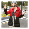 Winter Motley Middle Long Down Coat Loose Thick Warm   black+red   M - Mega Save Wholesale & Retail - 1