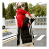 Winter Motley Middle Long Down Coat Loose Thick Warm   black+red   M - Mega Save Wholesale & Retail - 2