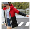 Winter Motley Middle Long Down Coat Loose Thick Warm   black+red   M - Mega Save Wholesale & Retail - 3