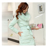 Winter Slim Down Coat Woman Fur Collar Middle Long   mint green S - Mega Save Wholesale & Retail - 3
