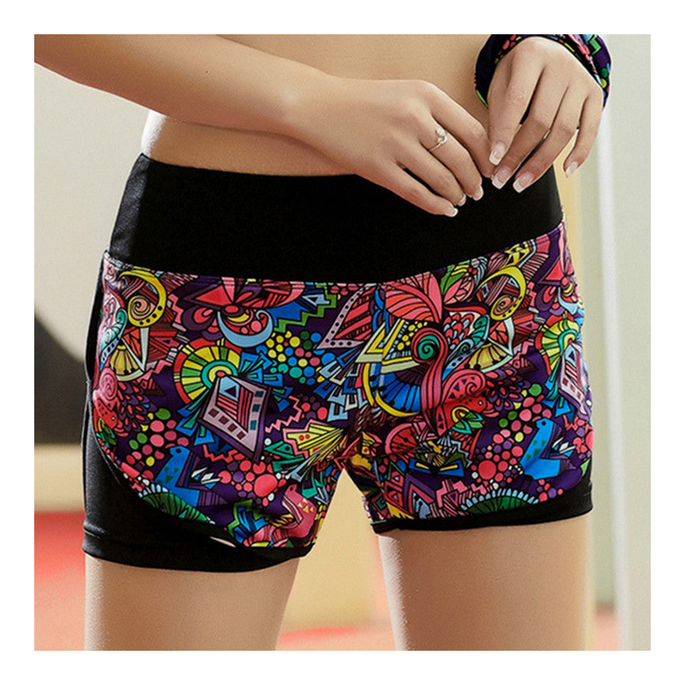 Woman Elastic Skinny Sports Short Trousers Hot Pants    fan purple   S