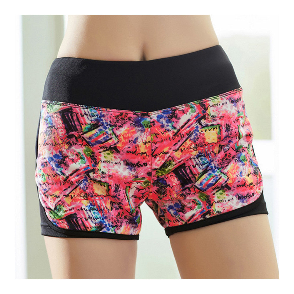 Woman Elastic Skinny Sports Short Trousers Hot Pants    firework red     S