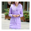 Winter Slim Down Coat Woman Fur Collar Middle Long   violet   S - Mega Save Wholesale & Retail - 1
