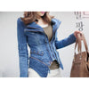 Vintage Hot Punk Grils Cool Rivet Studded Shoulder Motorcycle Denim Jeans Coat Jacket Light blue - Mega Save Wholesale & Retail - 3