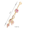 Flower Diamante Navel Nail Ring Buckle Body Puncture   gold plated purple zircon