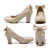 High Heel Low-cut Bowknot Work Shoes Plus Size  beige - Mega Save Wholesale & Retail - 3