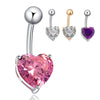Love Heart Navel Buckle Ring Body Puncture Ornament Accessory Belly Dance  gold plated white zircon
