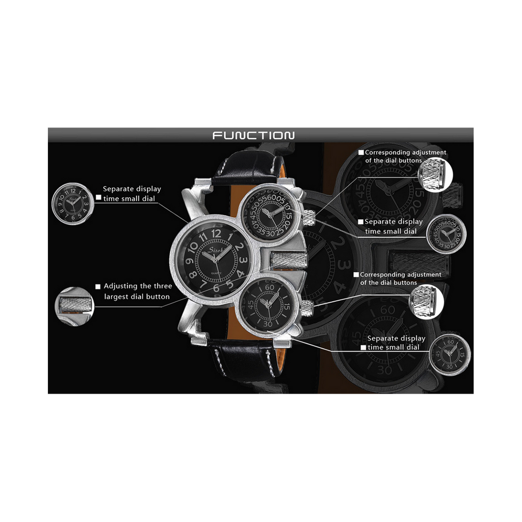 Multi Time-Zone Stainless Steel Quartz Wrist Watch - Mega Save Wholesale & Retail - 4