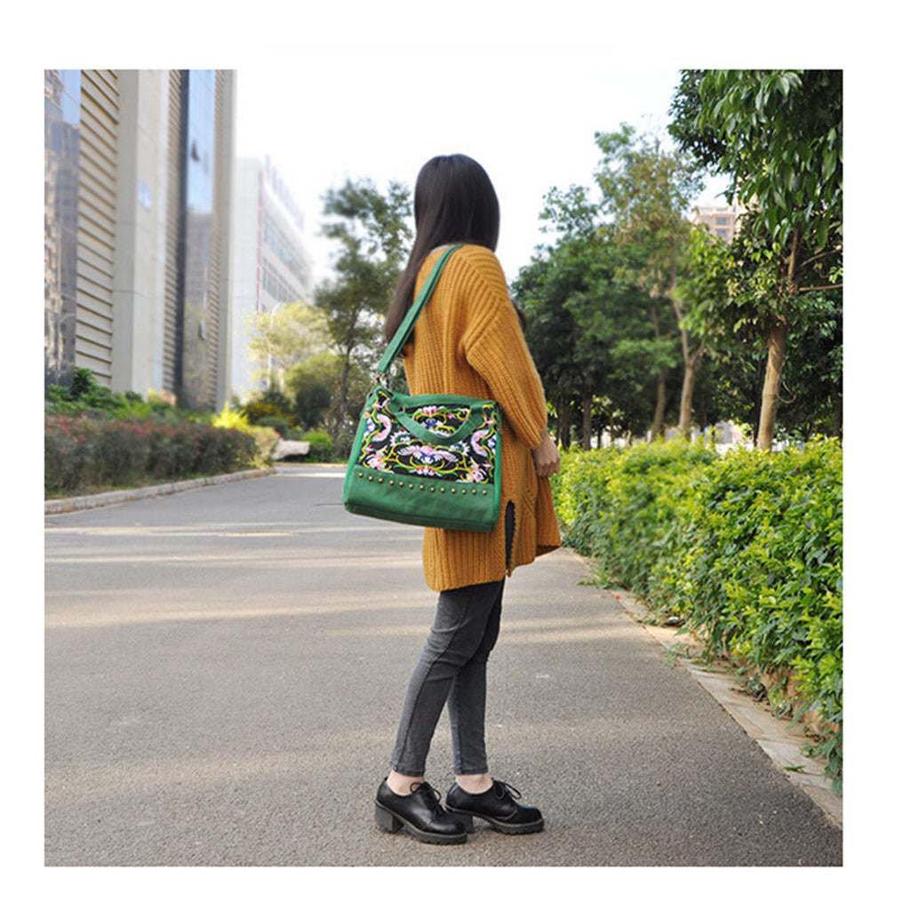 New National Style Embroidery Woman's Single-shoulder Bag Handbag Chinese Style Messenger Bag   coffee - Mega Save Wholesale & Retail - 3