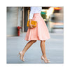 Pure Color Fashionable Skirt Middle Long Pleated Skirt Bust Skirt LQ2549   pink   S - Mega Save Wholesale & Retail