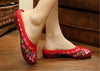 Chinese Mary Jane Shoes in Gorgeous Red Embroidery for Women in Floral Design - Mega Save Wholesale & Retail - 3