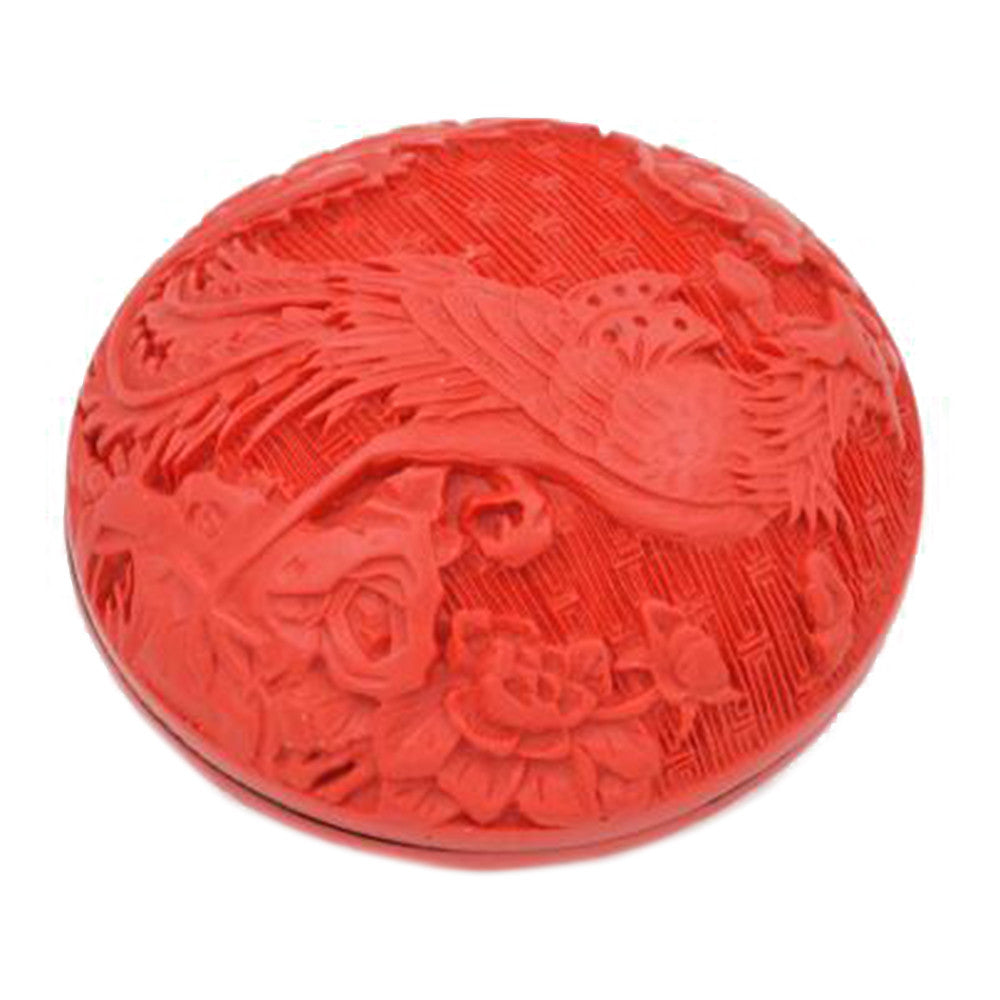 Carved Lacquerware Small Jewelry Box flat pheonix - Mega Save Wholesale & Retail - 1