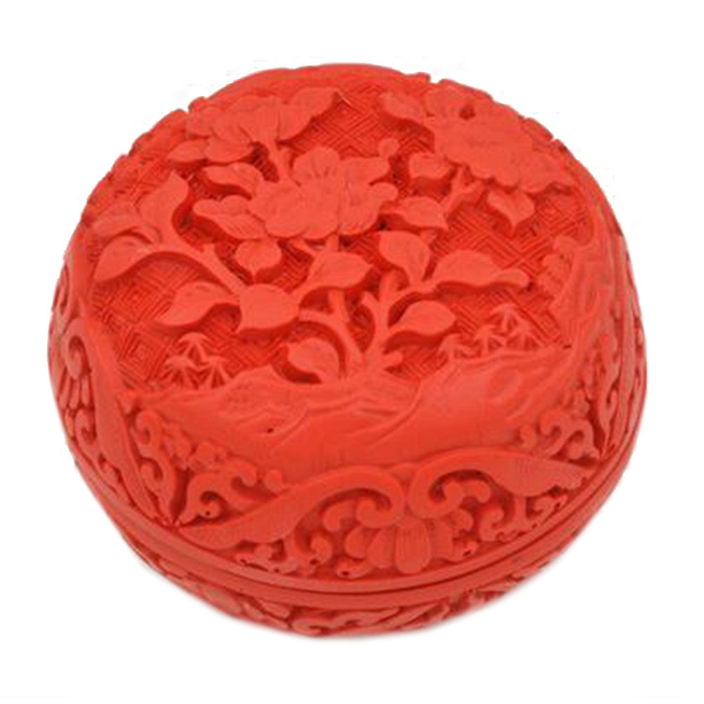 Carved Lacquerware Small Jewelry Box camellia - Mega Save Wholesale & Retail - 1