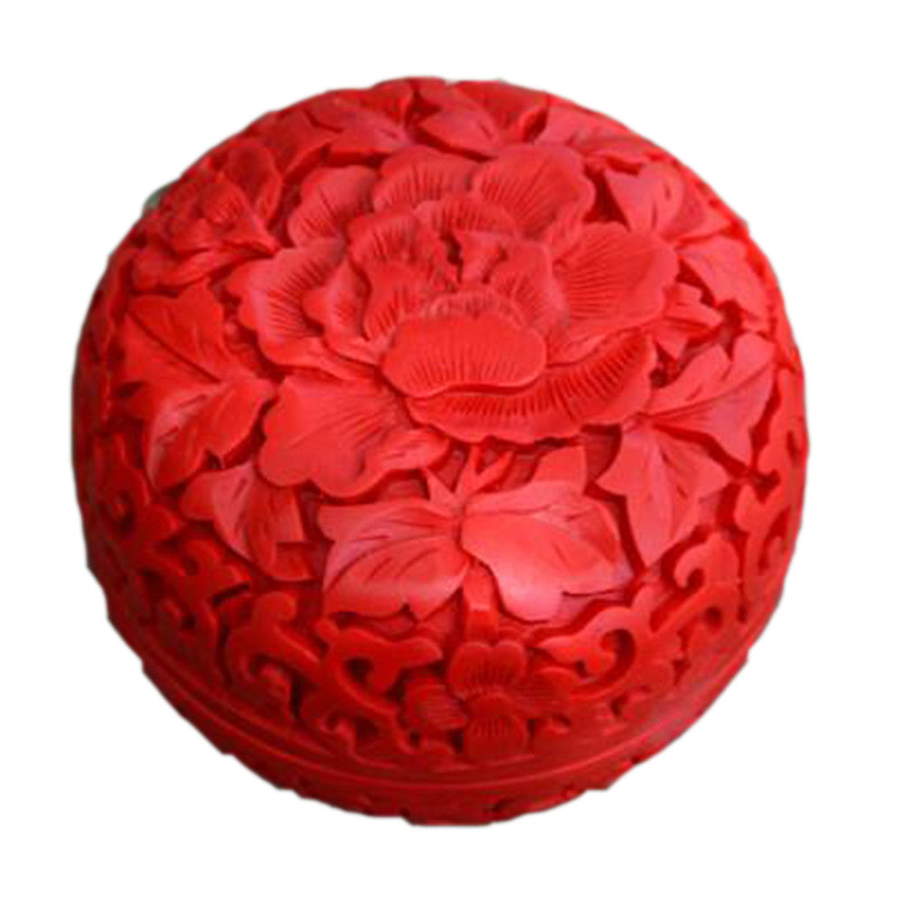 Carved Lacquerware Small Jewelry Box high peony - Mega Save Wholesale & Retail - 1