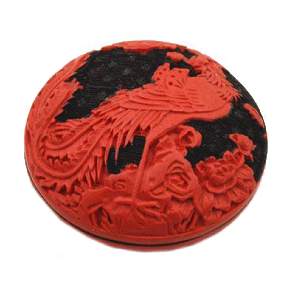 Carved Lacquerware Small Jewelry Box black small pheonix - Mega Save Wholesale & Retail - 1