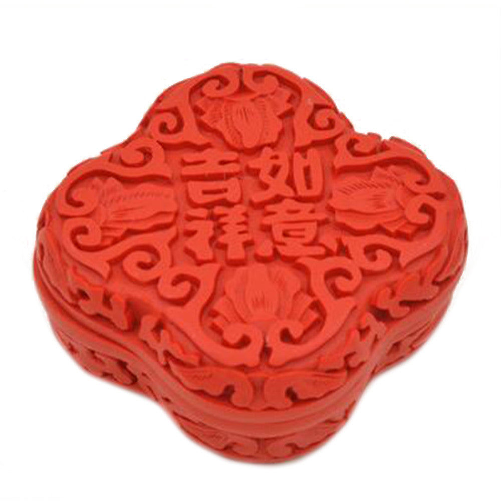 Carved Lacquerware Small Jewelry Box good luck and happiness - Mega Save Wholesale & Retail - 1