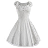 Vintage Hepburn Style Sleeveless Solid Color Dress   white   S - Mega Save Wholesale & Retail - 1