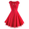 Vintage Hepburn Style Sleeveless Solid Color Dress   red dot   S - Mega Save Wholesale & Retail - 1