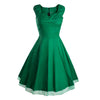 Vintage Hepburn Style Sleeveless Solid Color Dress   green   S - Mega Save Wholesale & Retail - 1