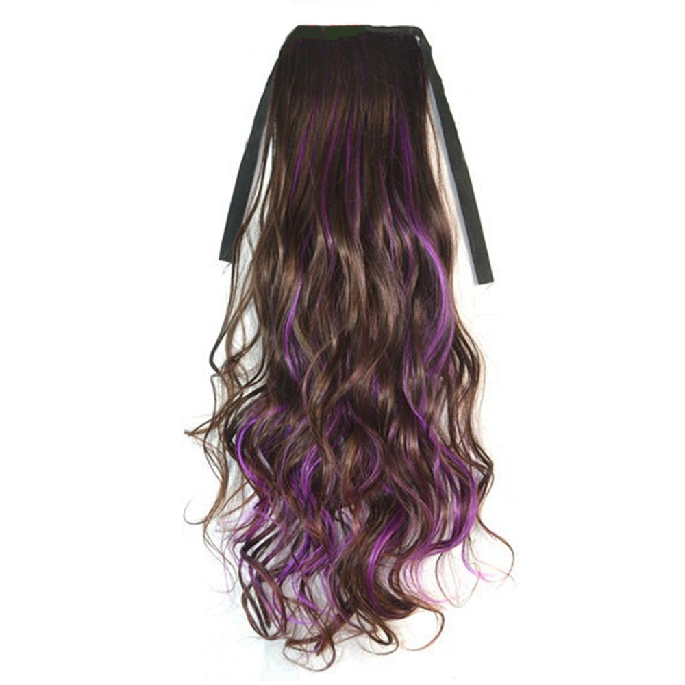 Curled Horsetail Highlights Gradient Ramp Wig    dark brown with yellow 2M33HZS#