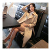 Double-breasted Woman Middle Long Solid Color Wind Coat   beige   S - Mega Save Wholesale & Retail - 3