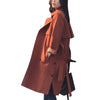 Double-breasted Woman Middle Long Solid Color Wind Coat   brick-red   S - Mega Save Wholesale & Retail - 2