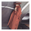 Double-breasted Woman Middle Long Solid Color Wind Coat   brick-red   S - Mega Save Wholesale & Retail - 3