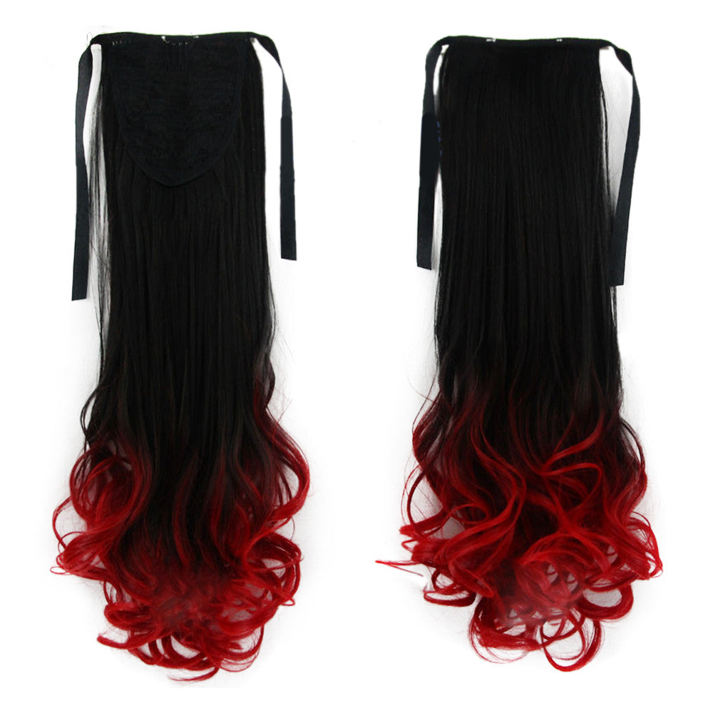 Gradient Ramp Horsetail Wig Lace-up Double Colors   1# - Mega Save Wholesale & Retail