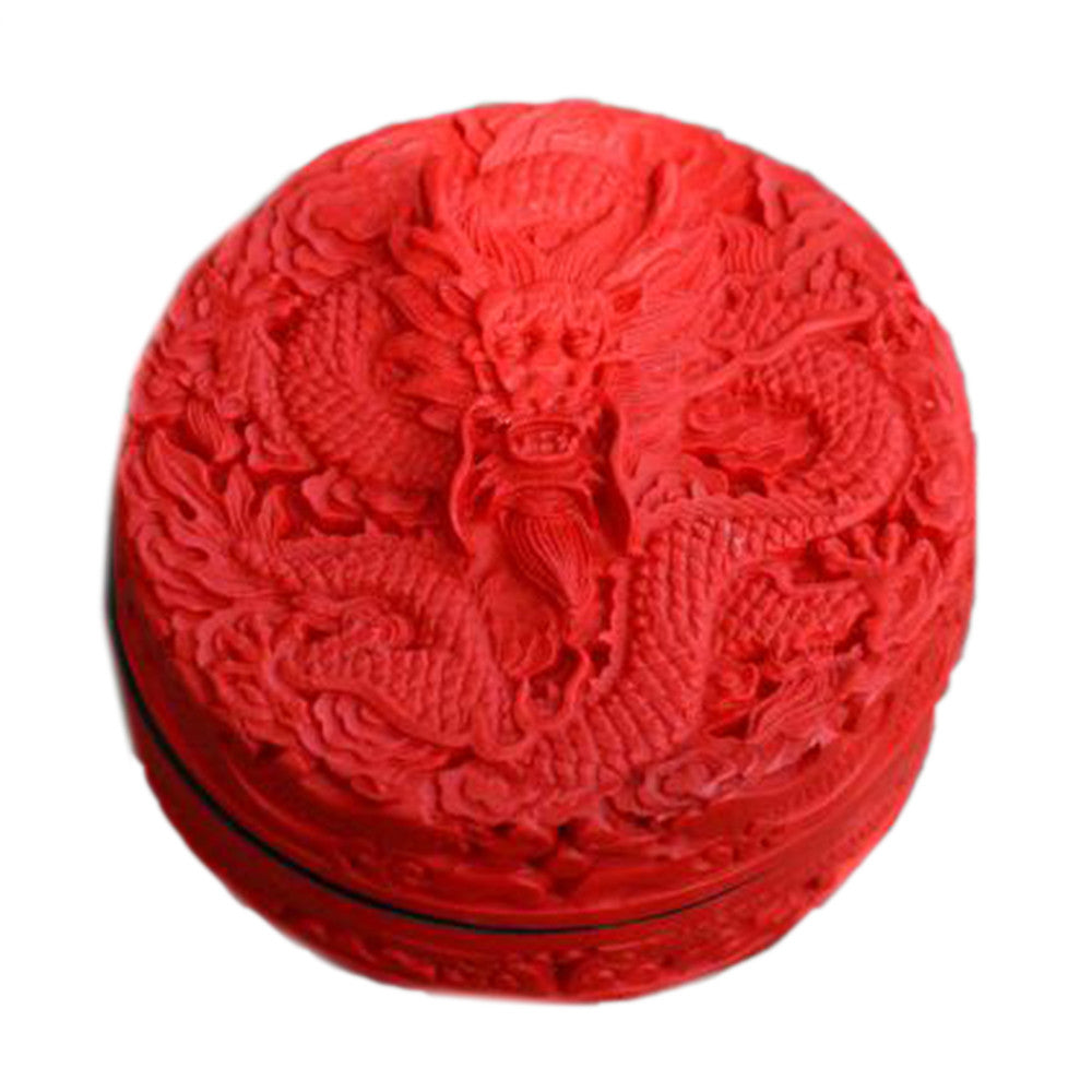 Carved Lacquerware Small Jewelry Box front dragon - Mega Save Wholesale & Retail - 1