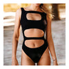 Hollow One-piece Swimwear Swimsuit Bikini Women  black S - Mega Save Wholesale & Retail - 1